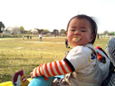 公園で。ここは、ボール遊びをしてる方が多すぎて、舟さんを放し飼いにできません。。。