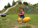 青葉山ろく公園の遊具。後ろが話題の滑り台です♪