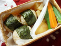 長女ココのお弁当。竹のお弁当箱、カワイイでしょ。