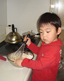 ホットケーキを作成中